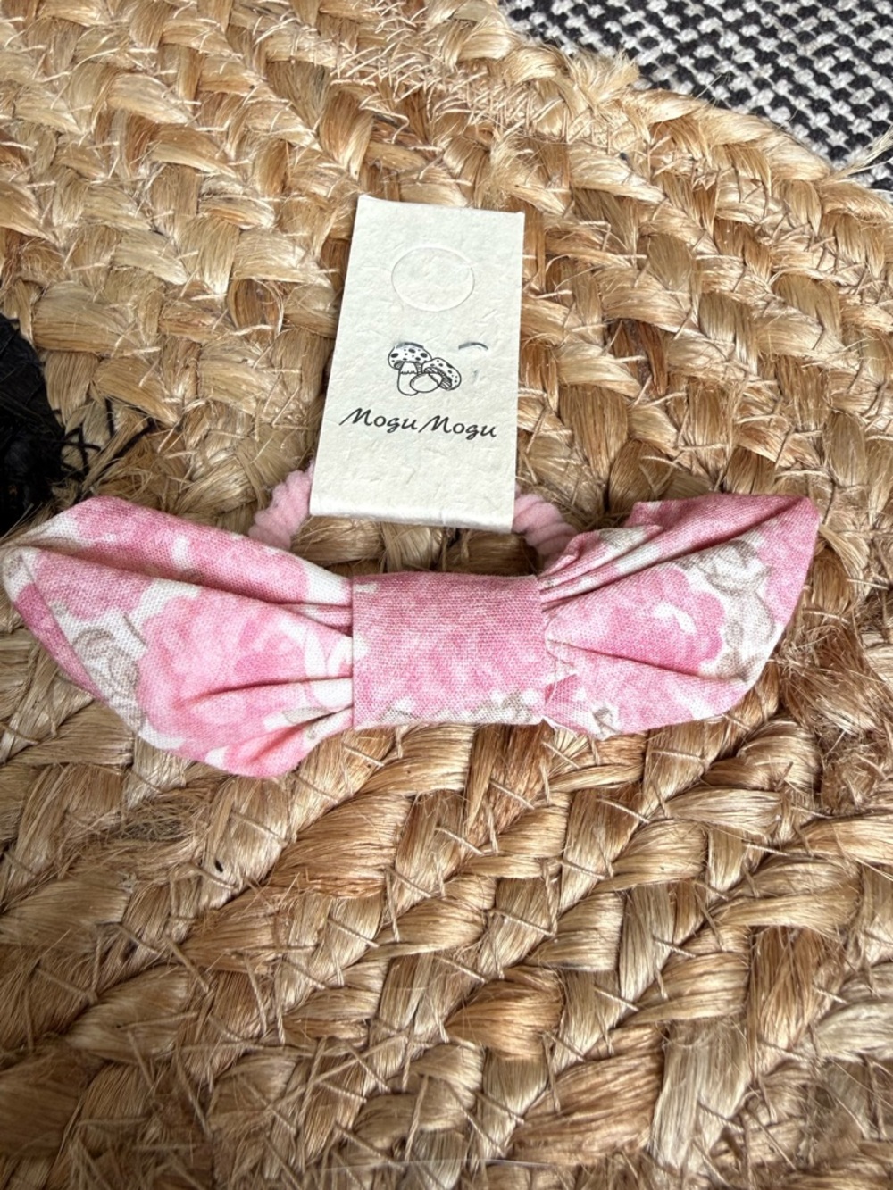 Cotton  Pink Floral Bow Hair tie